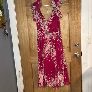 Oasis women’s bohemian Pink Floral Dress size 14